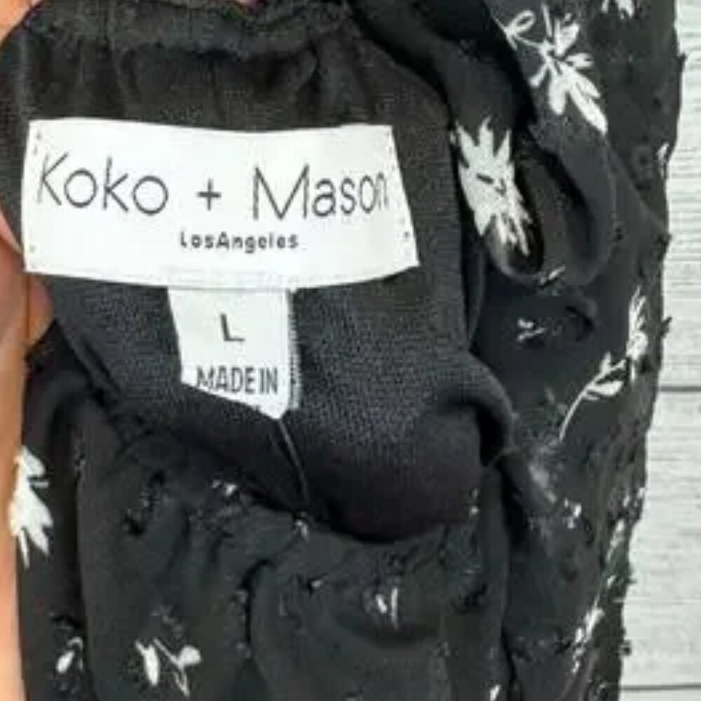 Koko + Mason Black Floral Open Back Whimsigoth Dark Romantic Maxi Dress L NWT - Picture 8 of 9